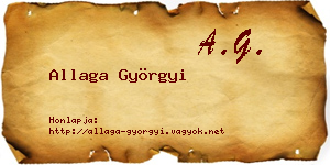 Allaga Györgyi névjegykártya